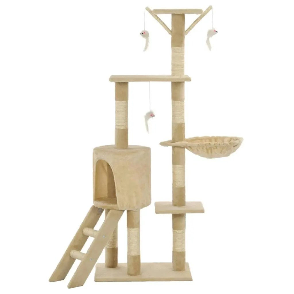 Cat Tree with Sisal Scratching Posts 138 cm Beige 170580