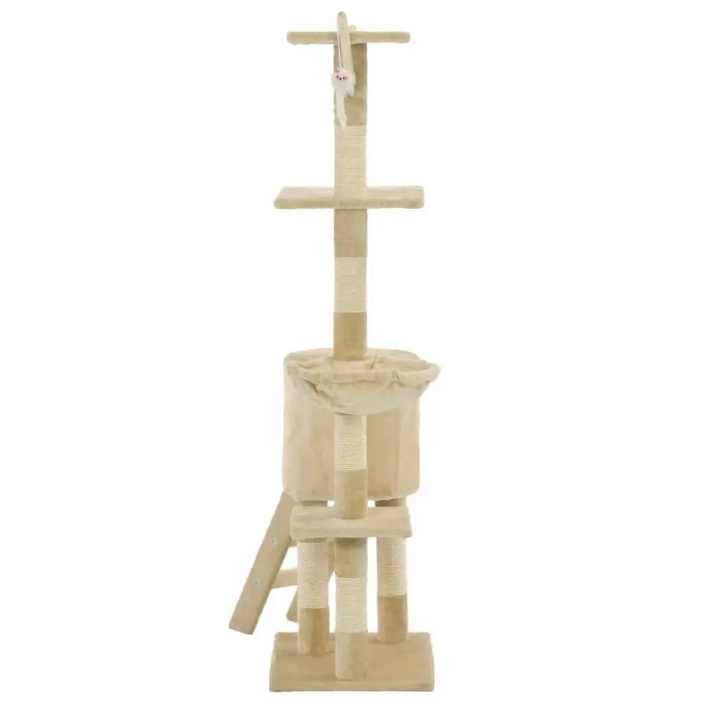 Cat Tree with Sisal Scratching Posts 138 cm Beige 170580