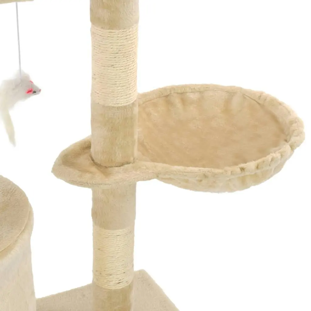 Cat Tree with Sisal Scratching Posts 138 cm Beige 170580