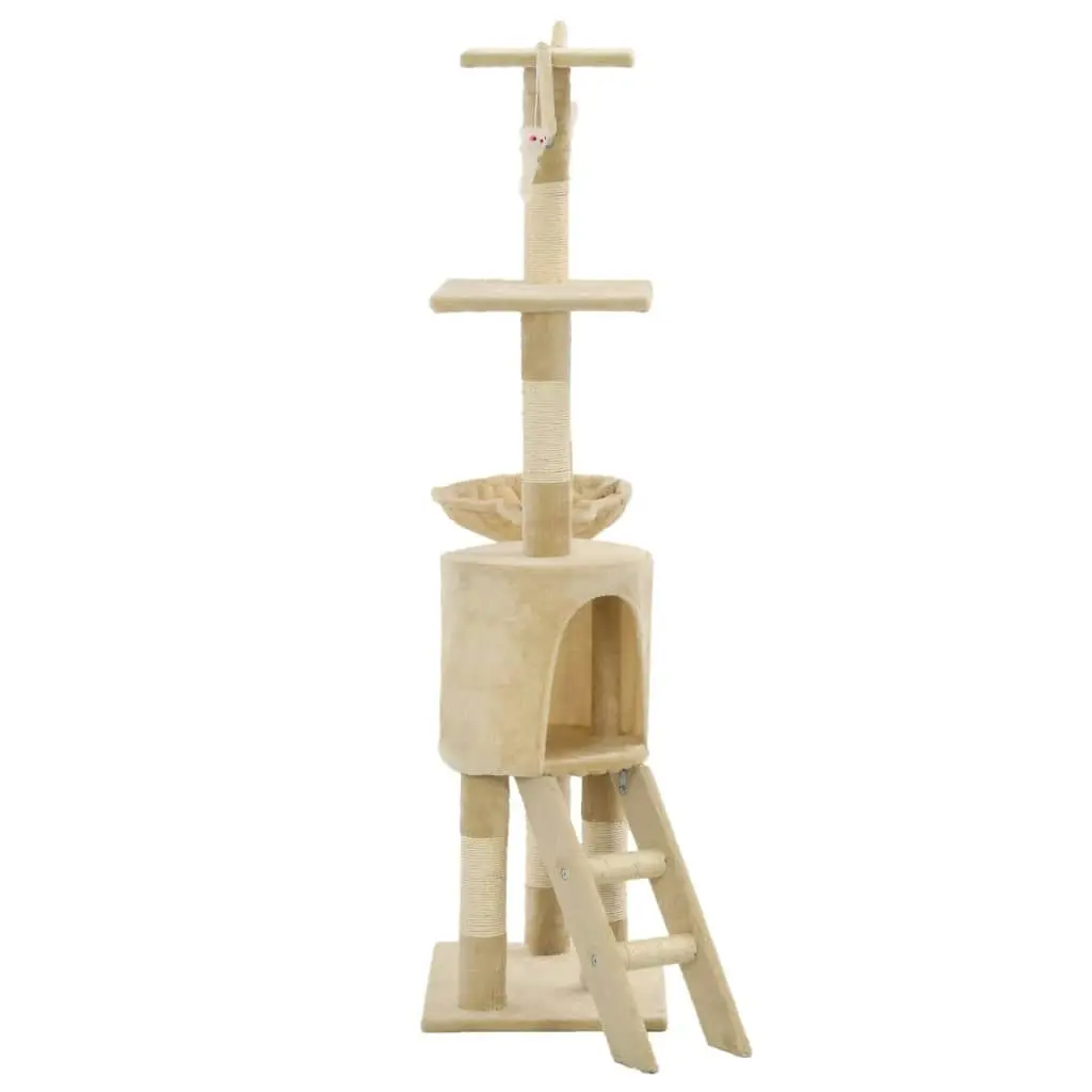 Cat Tree with Sisal Scratching Posts 138 cm Beige 170580