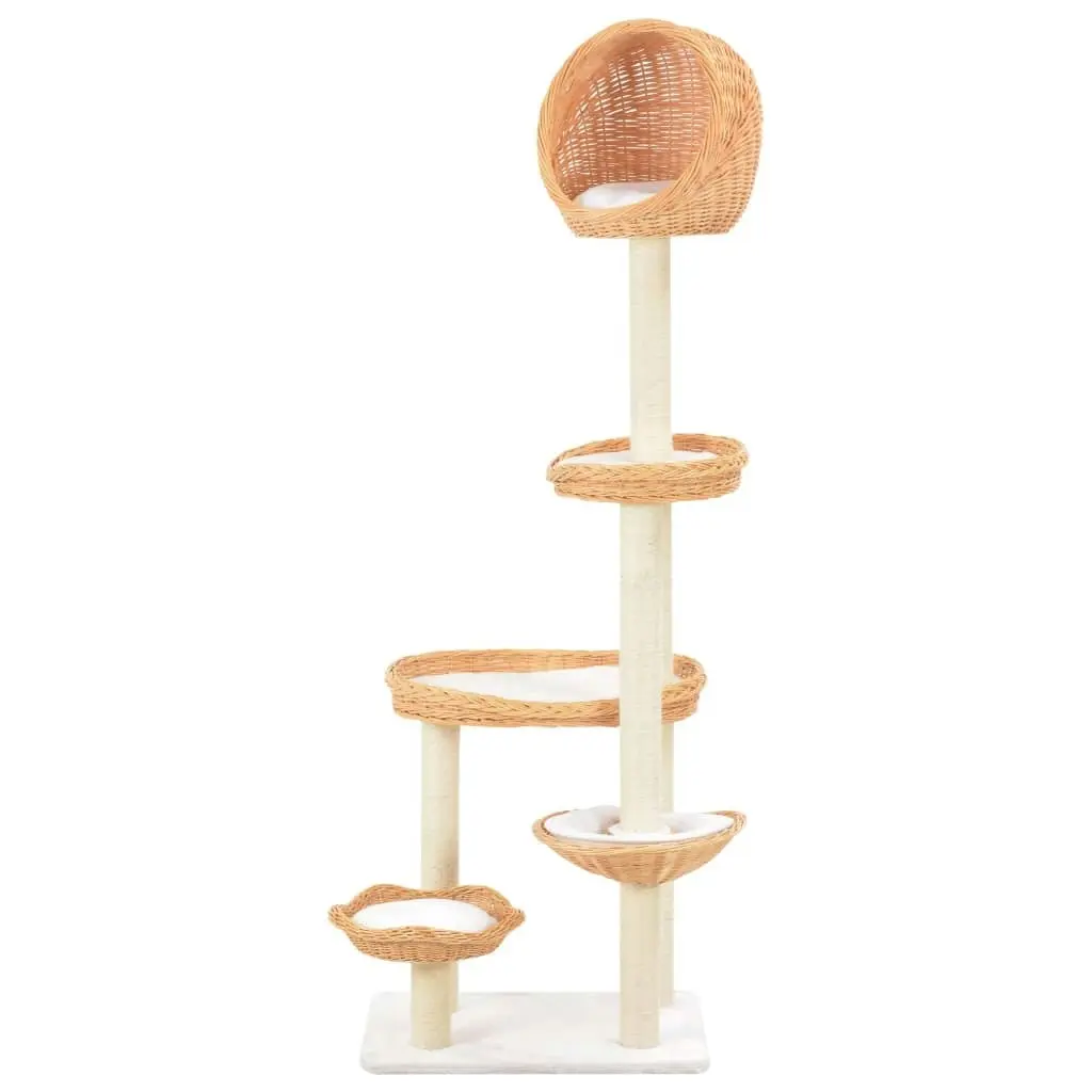 Cat Tree with Sisal Scratching Post Natural Willow Wood 170729