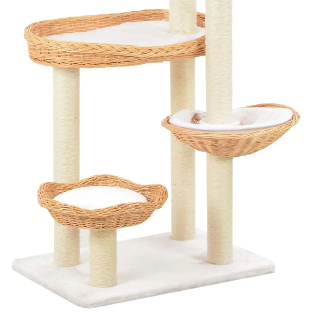 Cat Tree with Sisal Scratching Post Natural Willow Wood 170729