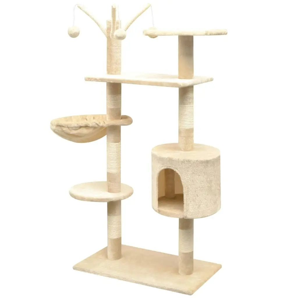 Cat Tree with Sisal Scratching Posts 125 cm Beige 170482