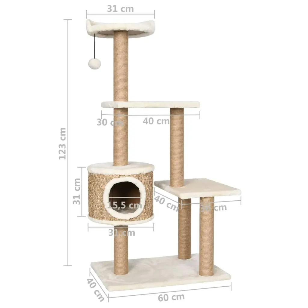 Cat Tree with Scratching Post 123cm Seagrass 170979