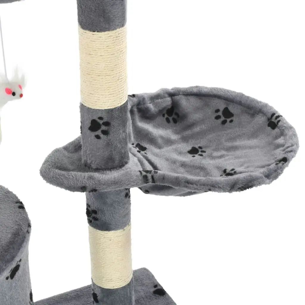 Cat Tree with Sisal Scratching Posts 138 cm Grey Paw Prints 170579