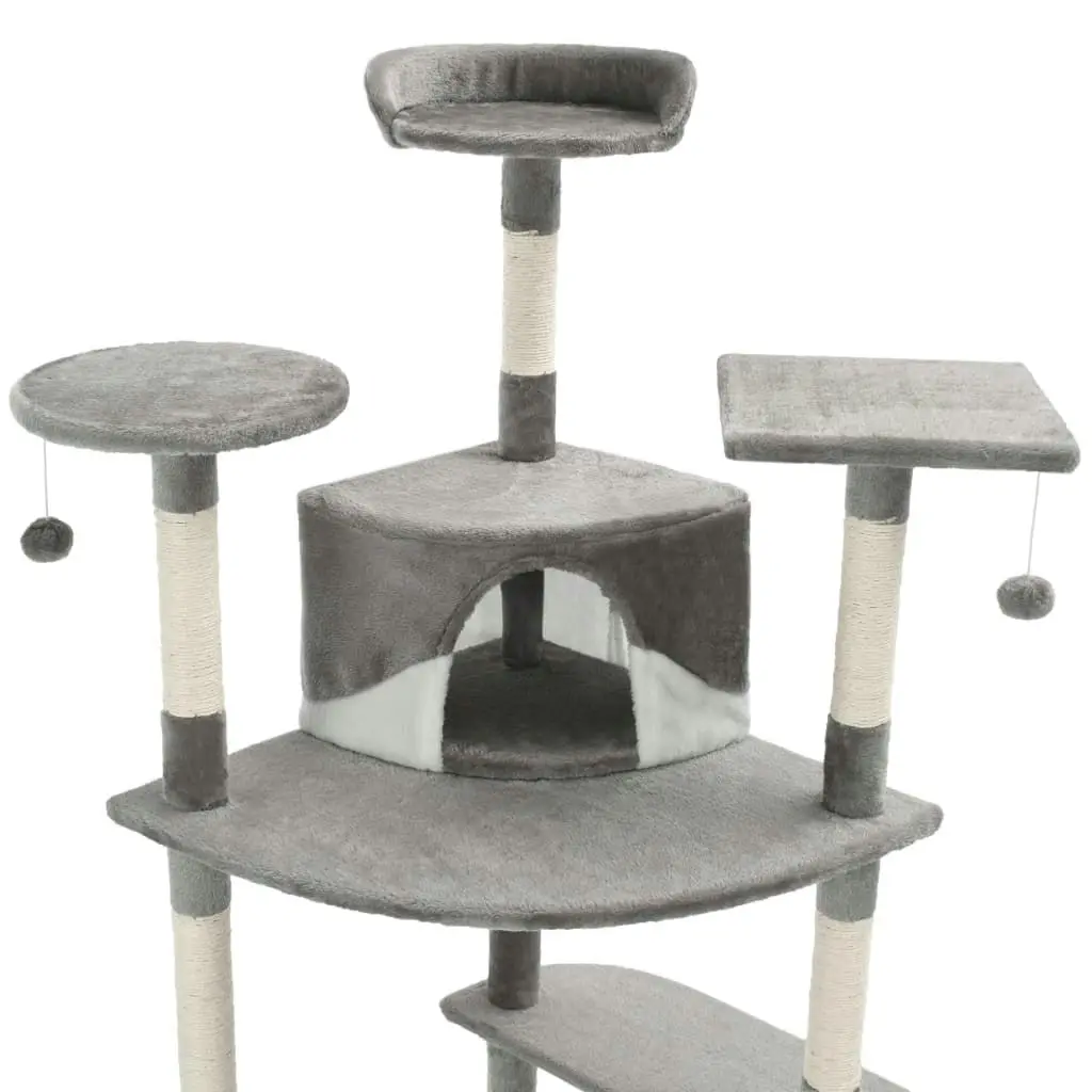 Cat Tree with Sisal Scratching Posts 203 cm Grey and White 170529