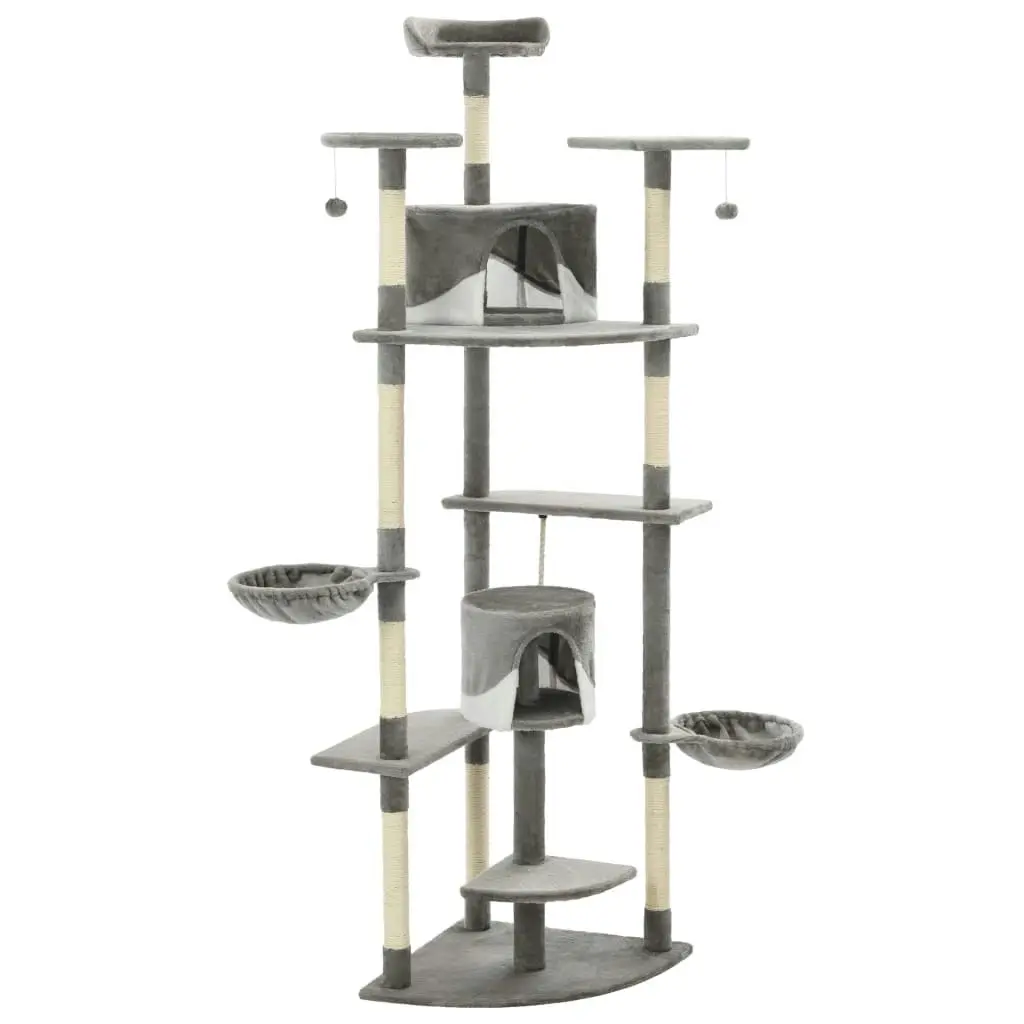 Cat Tree with Sisal Scratching Posts 203 cm Grey and White 170529