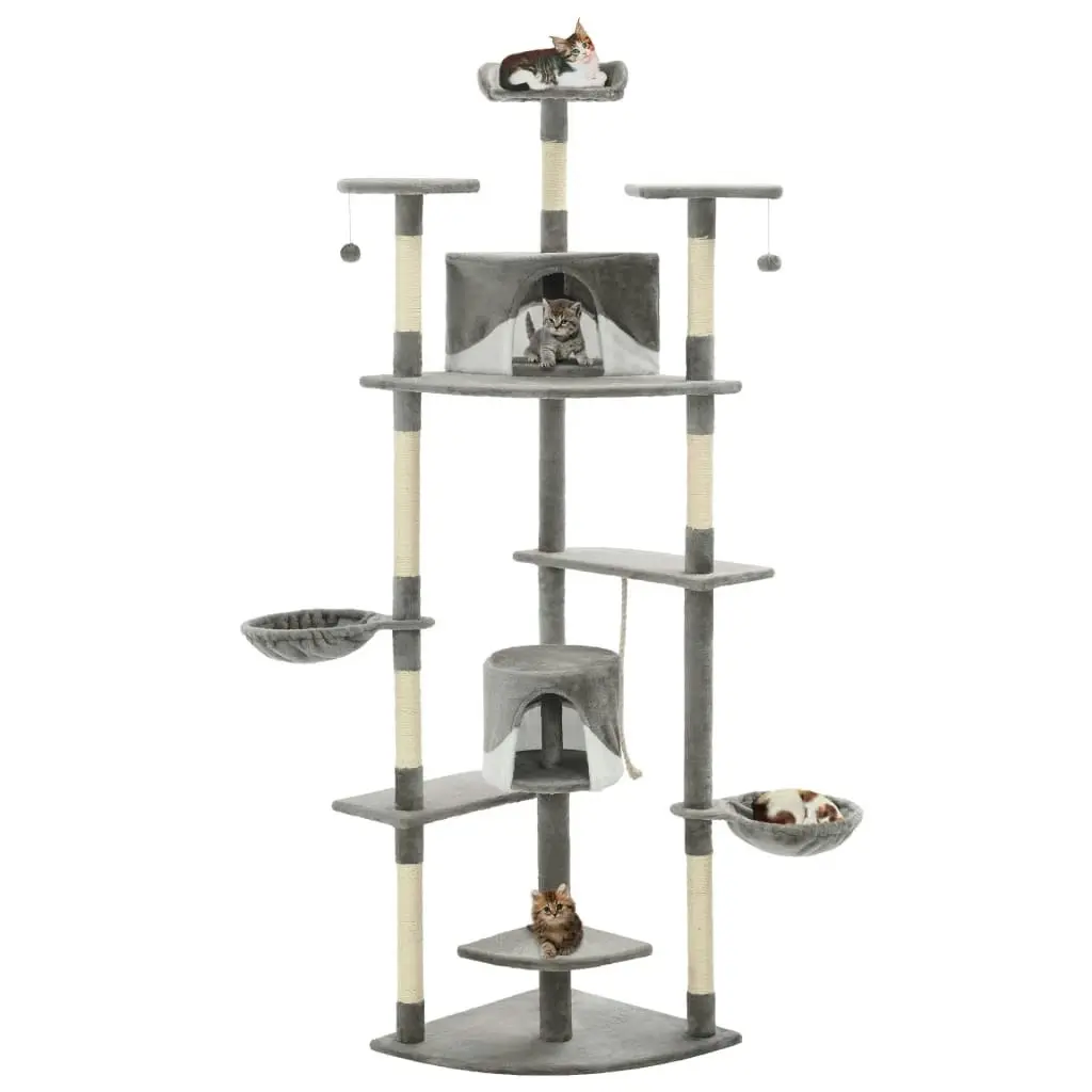 Cat Tree with Sisal Scratching Posts 203 cm Grey and White 170529