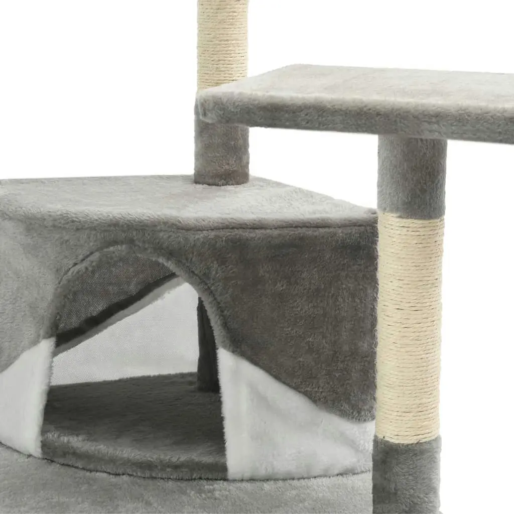 Cat Tree with Sisal Scratching Posts 203 cm Grey and White 170529