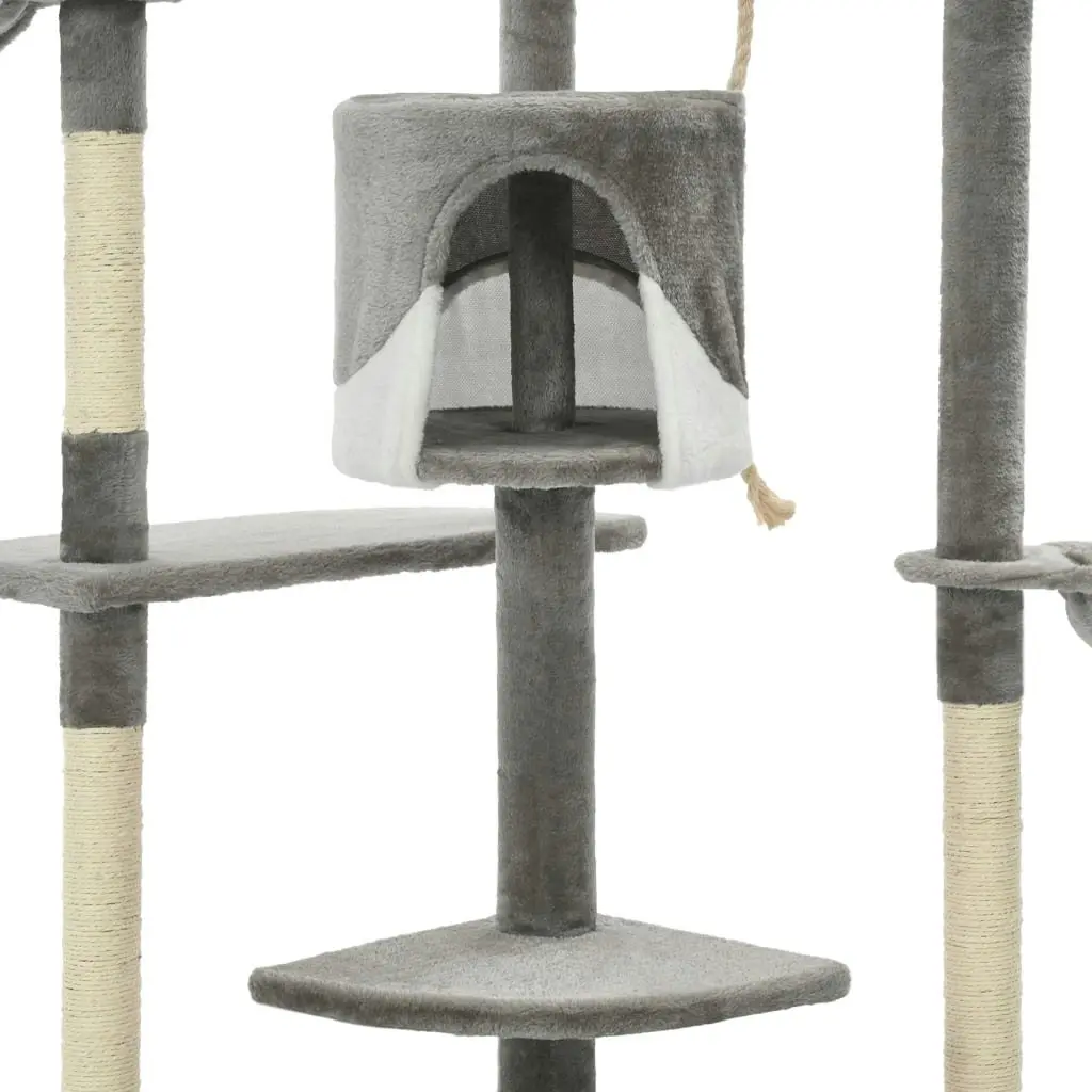 Cat Tree with Sisal Scratching Posts 203 cm Grey and White 170529