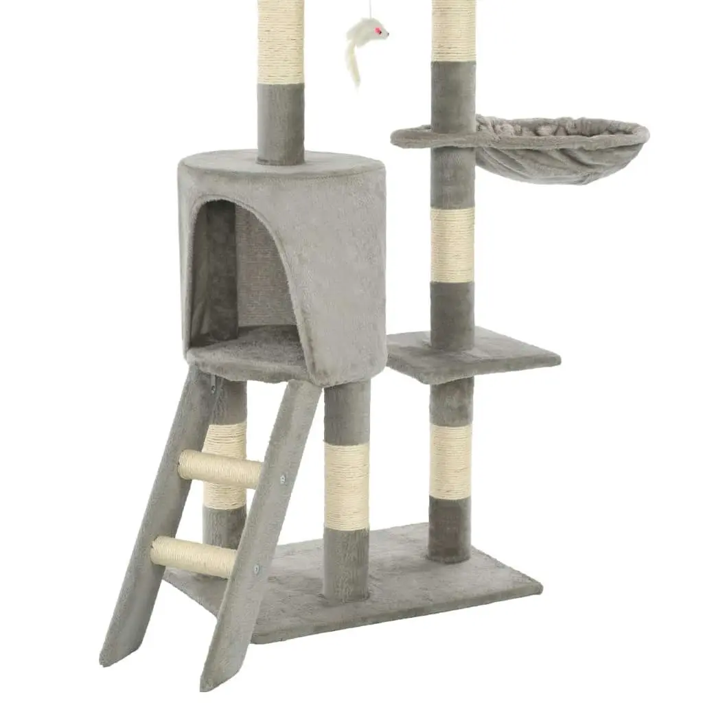 Cat Tree with Sisal Scratching Posts 138 cm Grey 170578