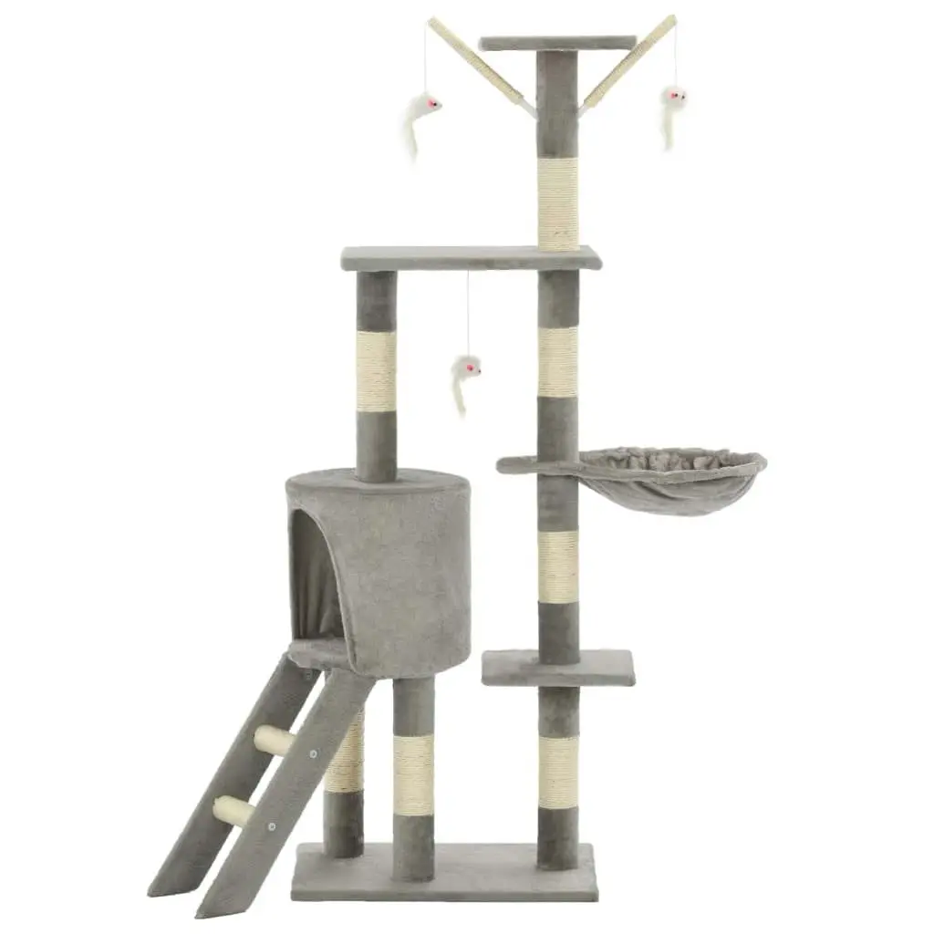 Cat Tree with Sisal Scratching Posts 138 cm Grey 170578