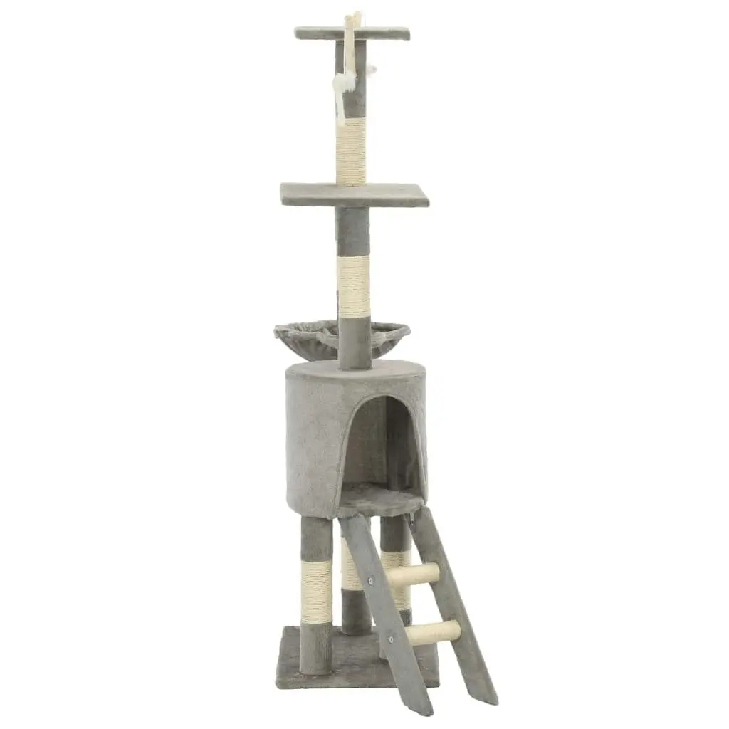 Cat Tree with Sisal Scratching Posts 138 cm Grey 170578