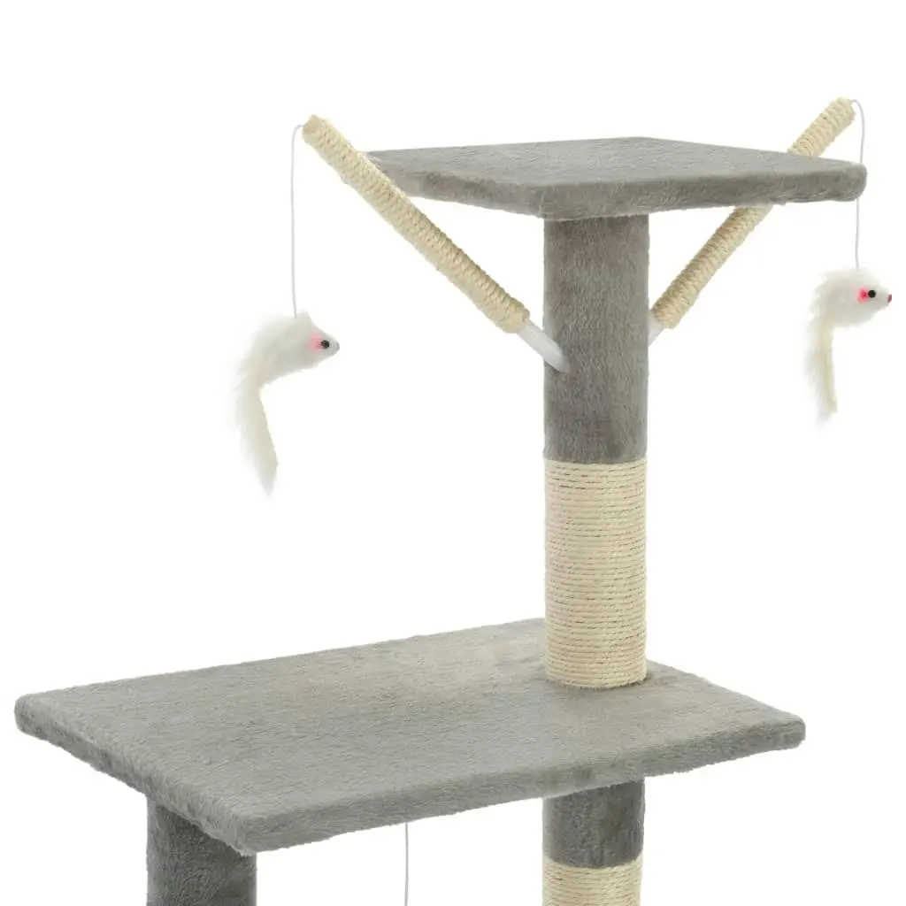 Cat Tree with Sisal Scratching Posts 138 cm Grey 170578