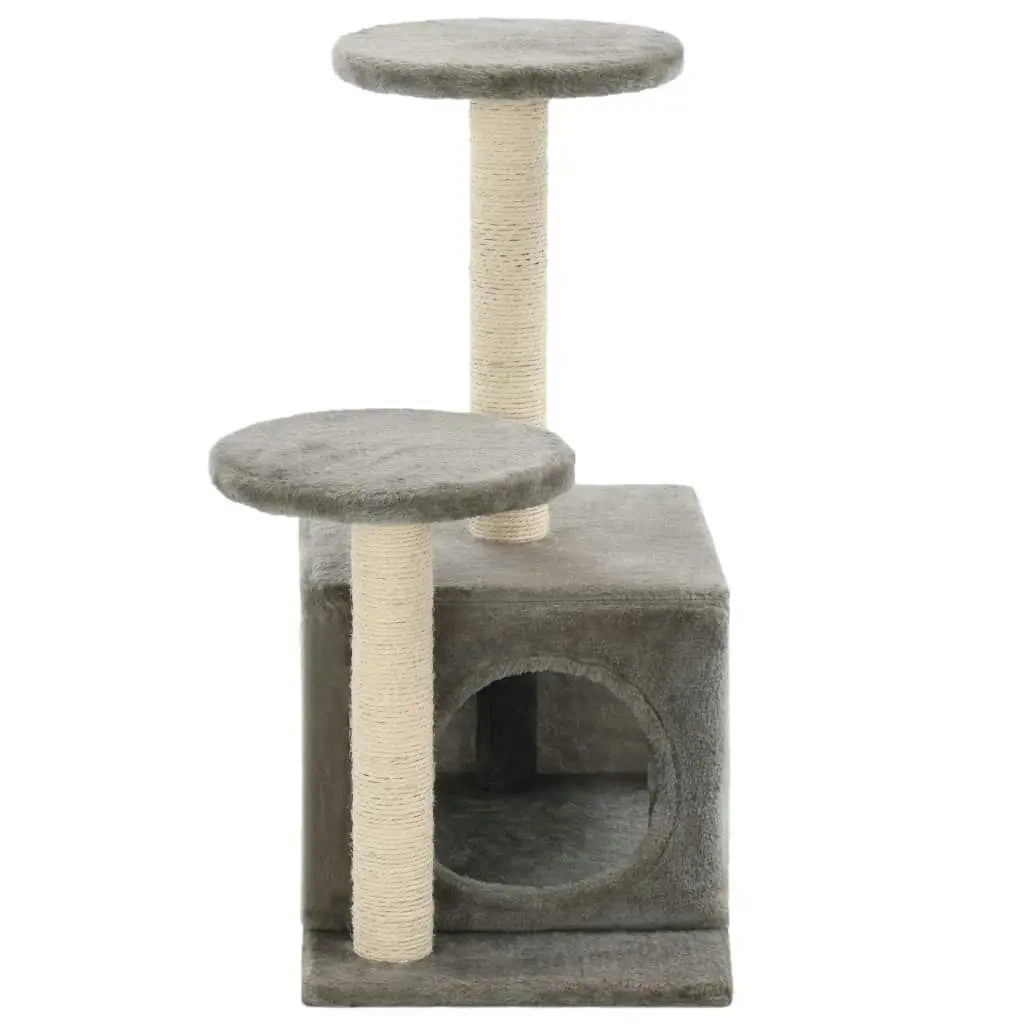 Cat Tree with Sisal Scratching Posts 60 cm Grey 170517