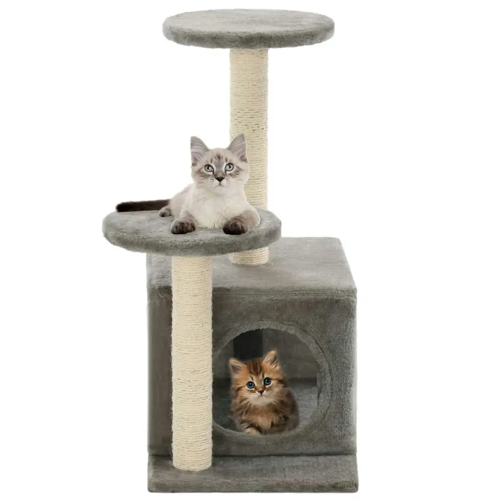 Cat Tree with Sisal Scratching Posts 60 cm Grey 170517