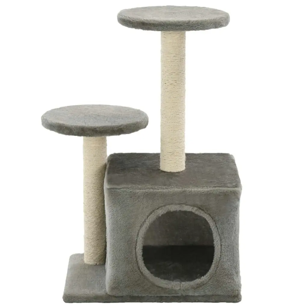 Cat Tree with Sisal Scratching Posts 60 cm Grey 170517