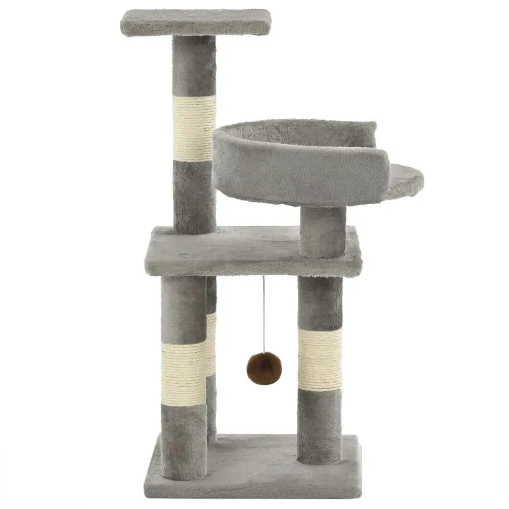 Cat Tree with Sisal Scratching Posts 65 cm Grey 170607