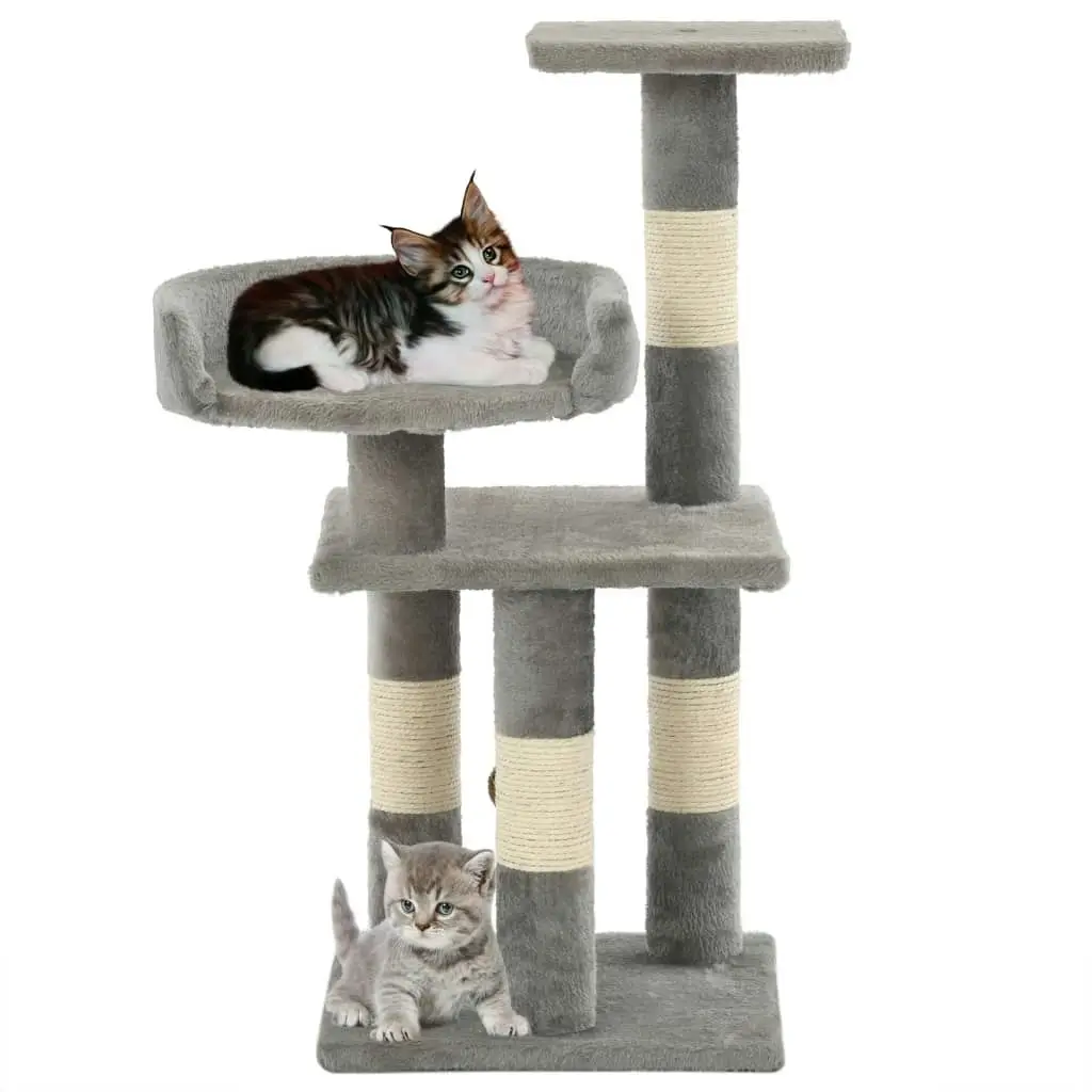 Cat Tree with Sisal Scratching Posts 65 cm Grey 170607