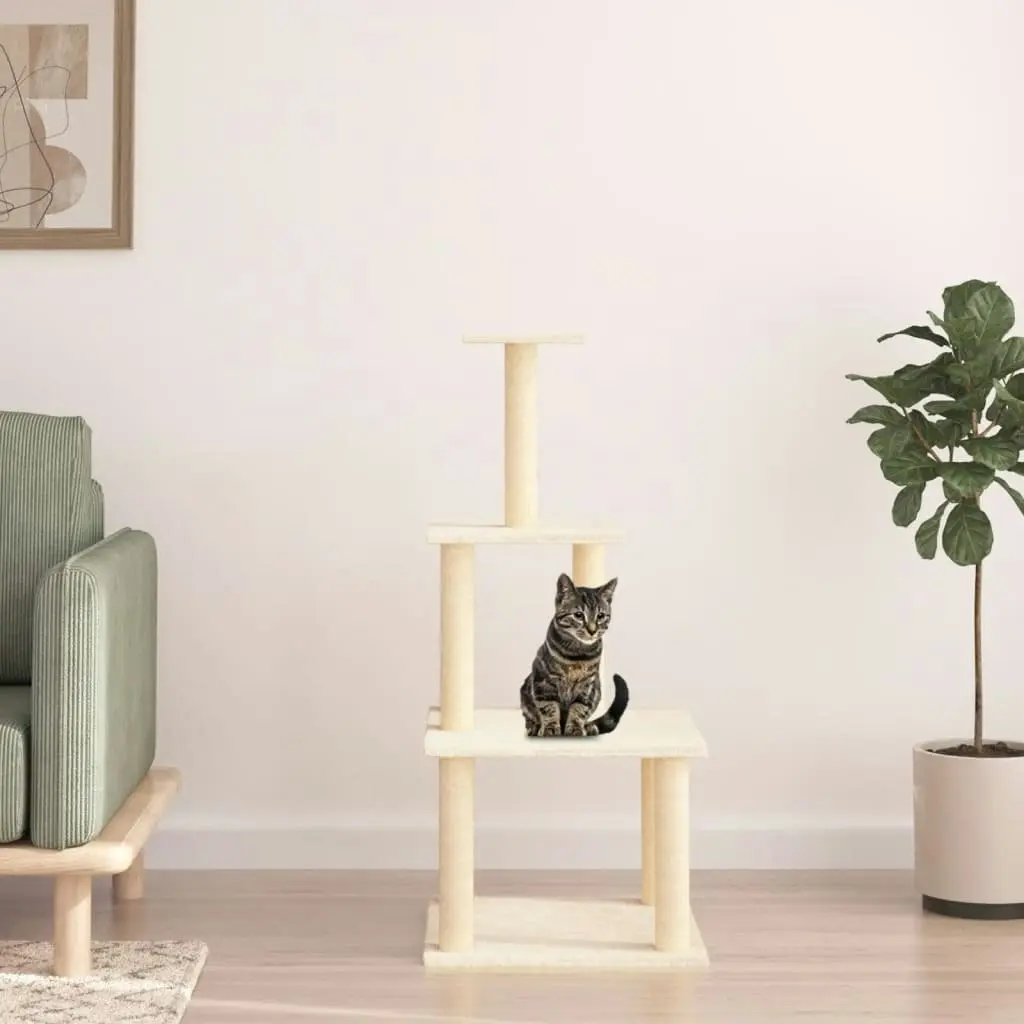 Cat Tree with Sisal Scratching Posts Cream 111 cm 171732