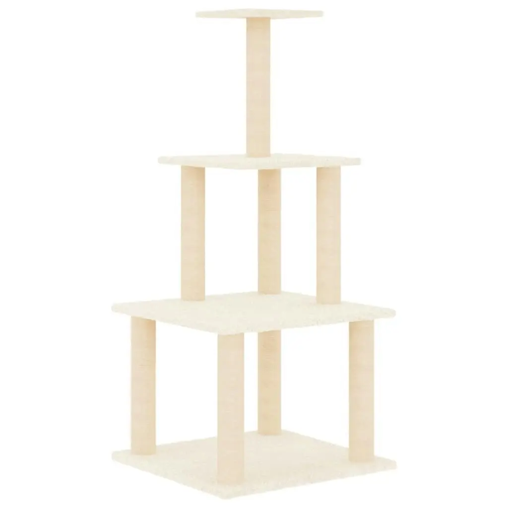 Cat Tree with Sisal Scratching Posts Cream 111 cm 171732