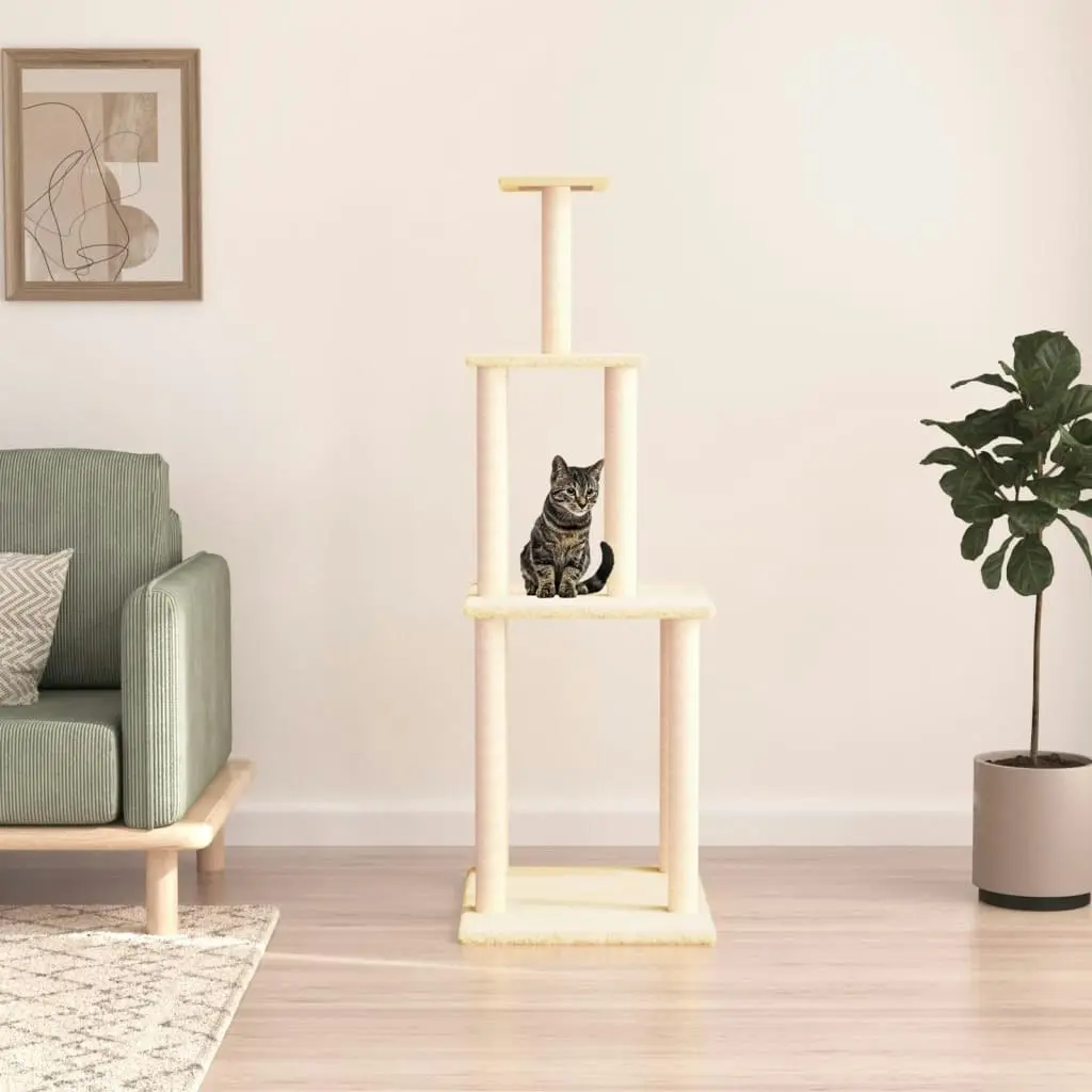 Cat Tree with Sisal Scratching Posts Cream 149 cm 171741