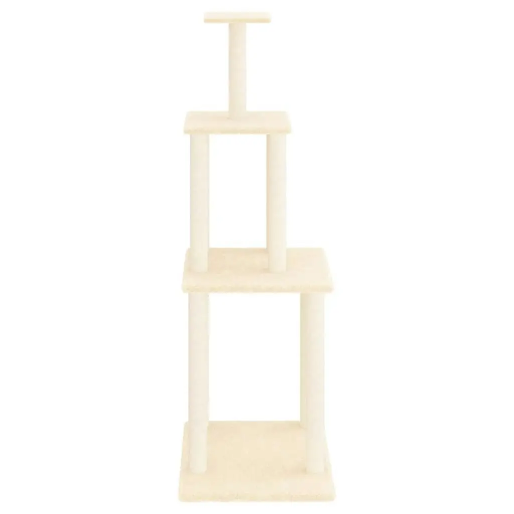 Cat Tree with Sisal Scratching Posts Cream 149 cm 171741