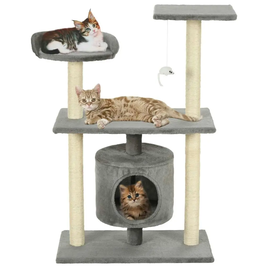 Cat Tree with Sisal Scratching Posts 95 cm Grey 170512