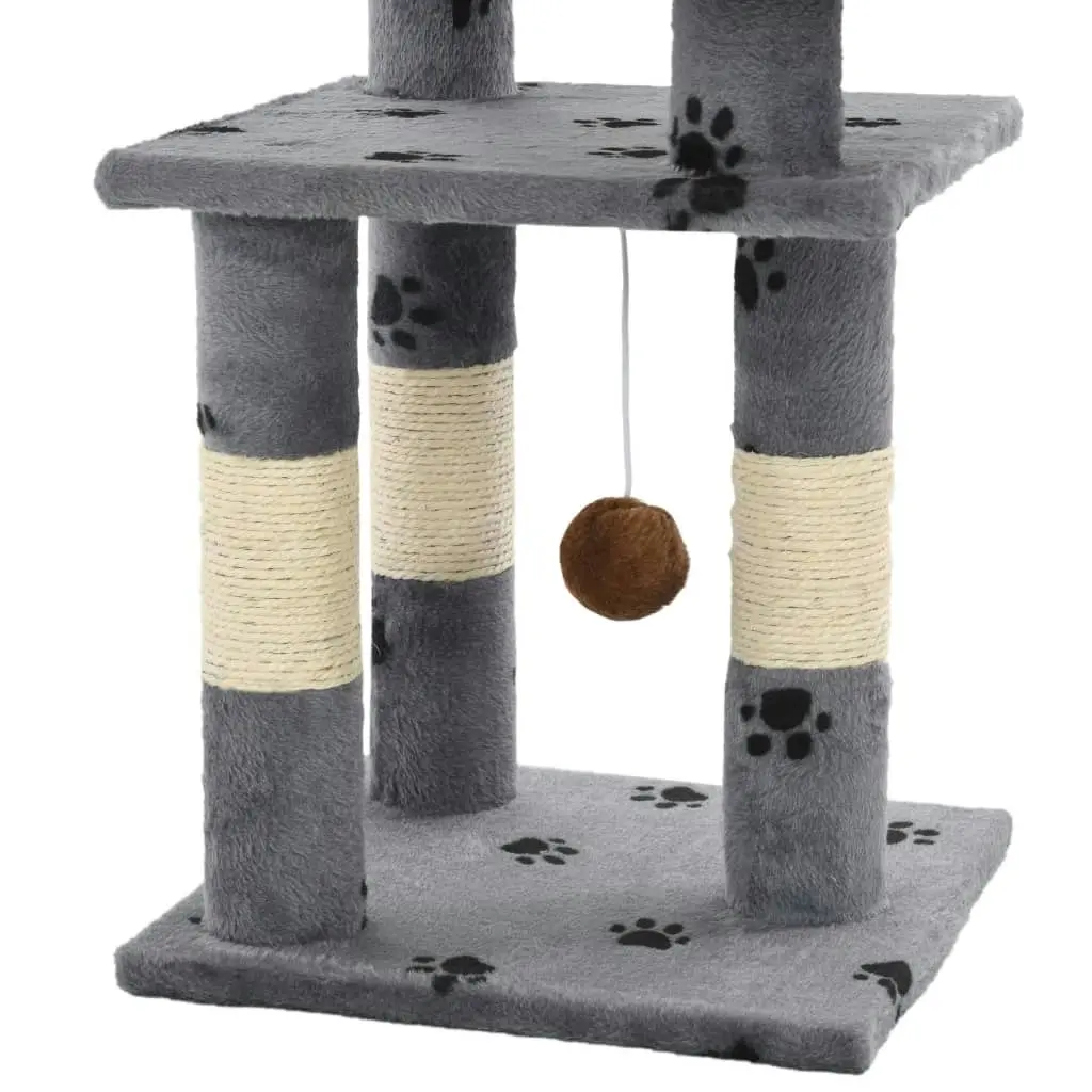 Cat Tree with Sisal Scratching Posts 65 cm Paw Prints Grey 170608