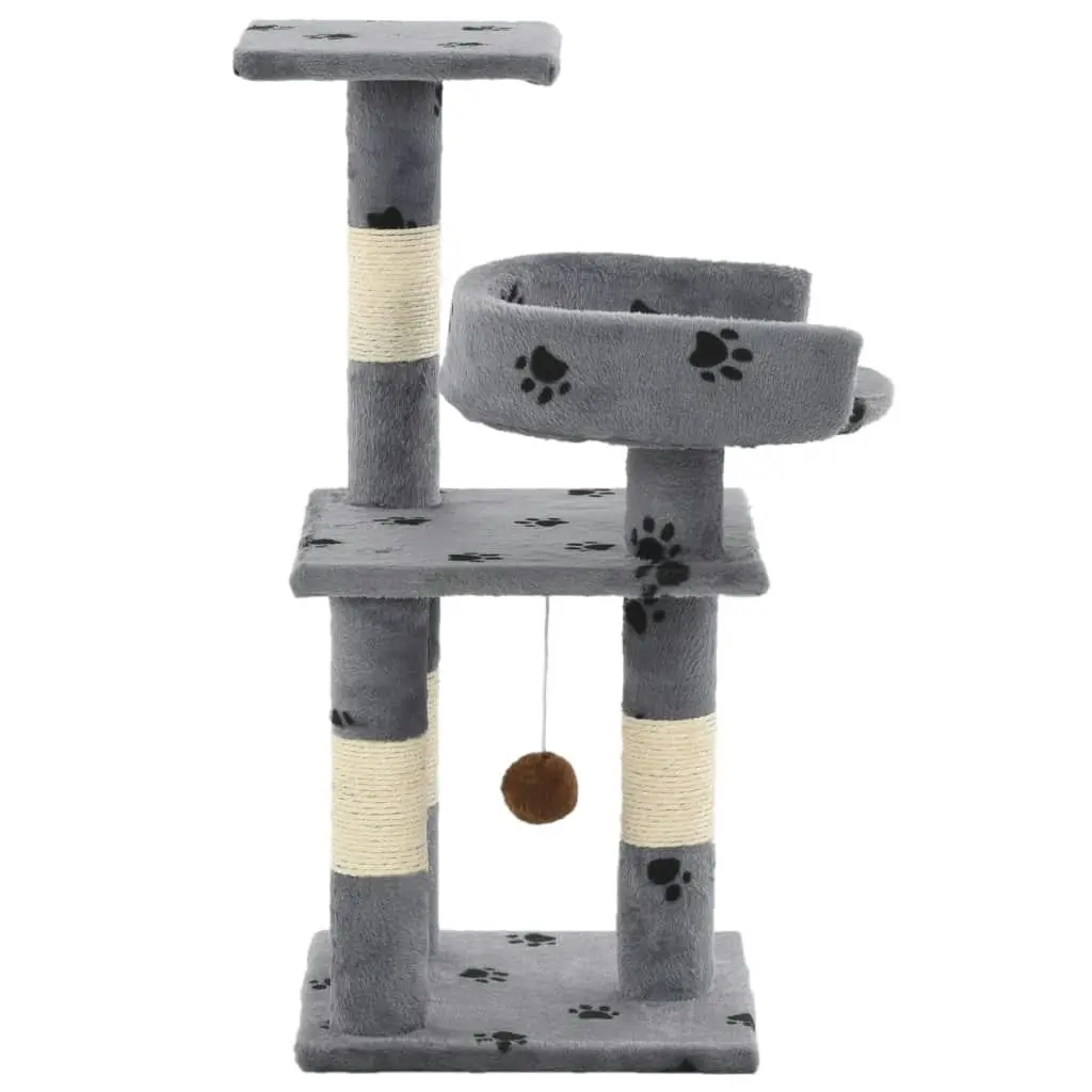 Cat Tree with Sisal Scratching Posts 65 cm Paw Prints Grey 170608