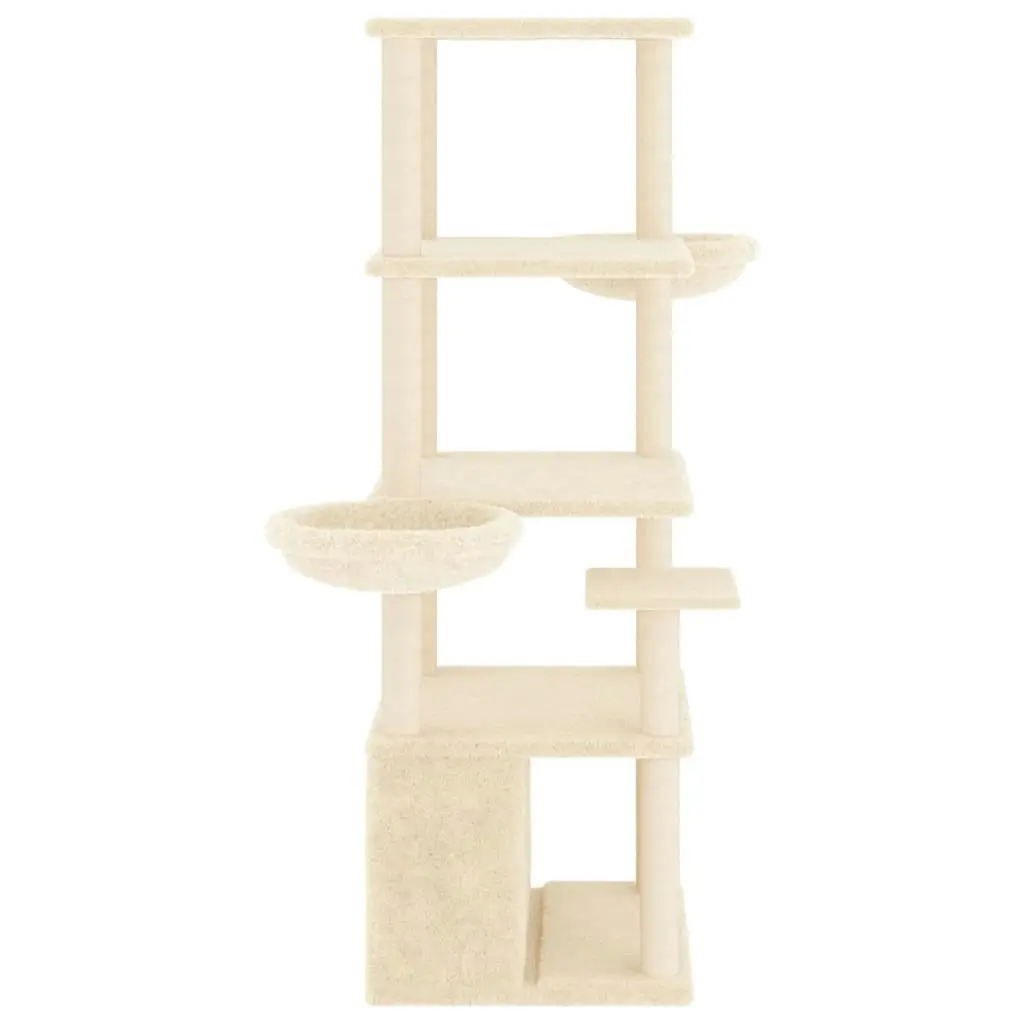 Cat Tree with Sisal Scratching Posts Cream 147 cm 171780