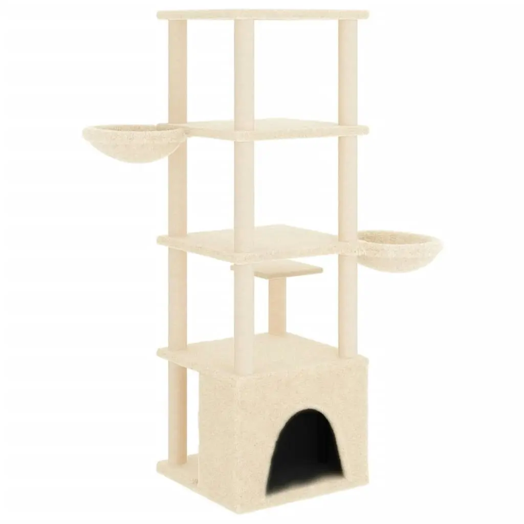 Cat Tree with Sisal Scratching Posts Cream 147 cm 171780