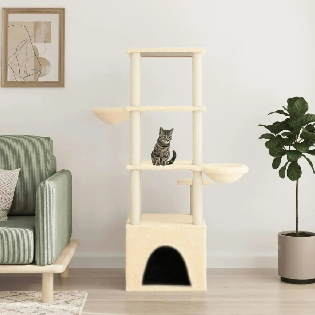 Cat Tree with Sisal Scratching Posts Cream 147 cm 171780