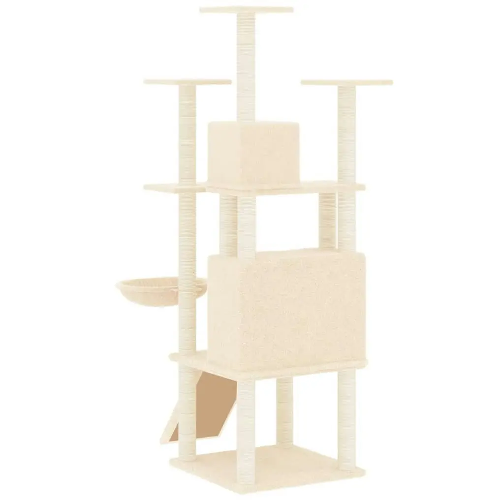 Cat Tree with Sisal Scratching Posts Cream 154 cm 171690