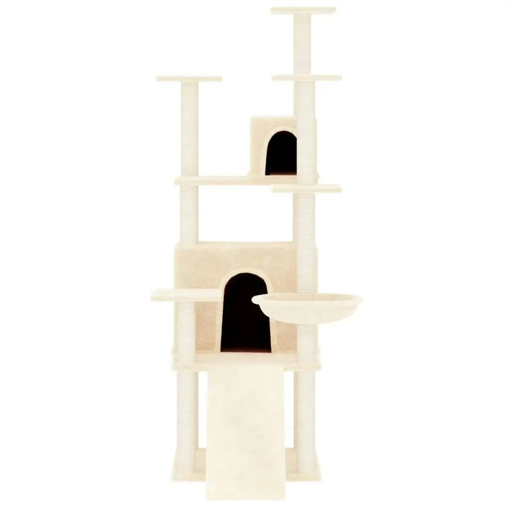 Cat Tree with Sisal Scratching Posts Cream 154 cm 171690