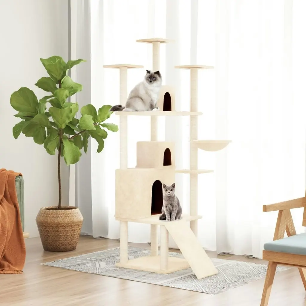 Cat Tree with Sisal Scratching Posts Cream 175 cm 171684