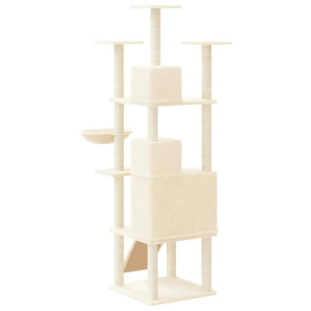 Cat Tree with Sisal Scratching Posts Cream 175 cm 171684