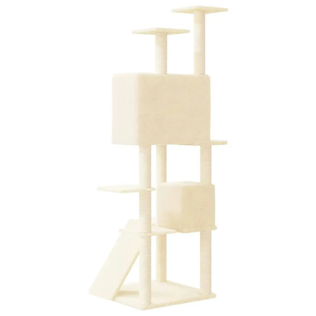 Cat Tree with Sisal Scratching Posts Cream 153 cm 171693