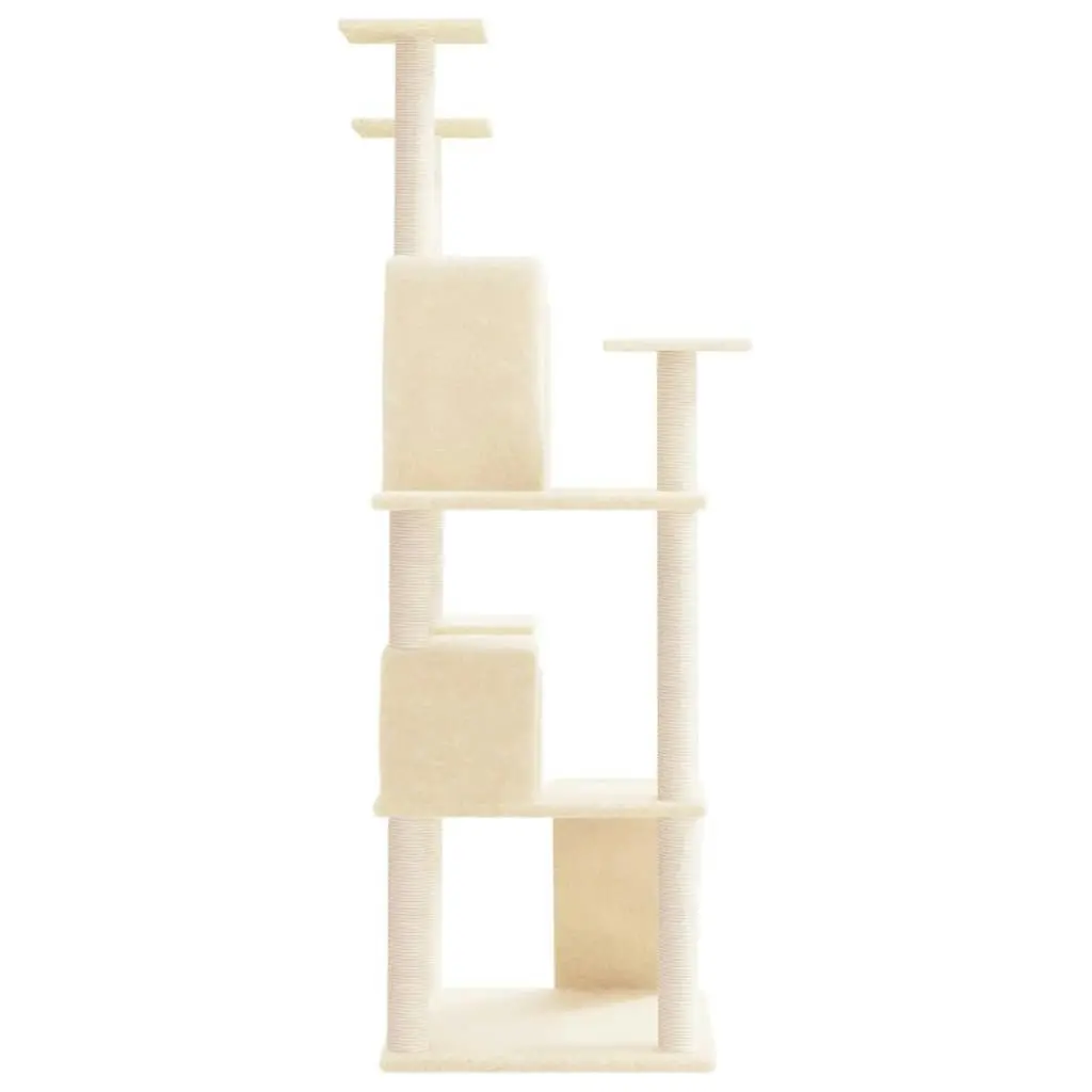 Cat Tree with Sisal Scratching Posts Cream 153 cm 171693