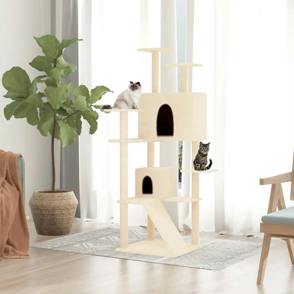 Cat Tree with Sisal Scratching Posts Cream 153 cm 171693