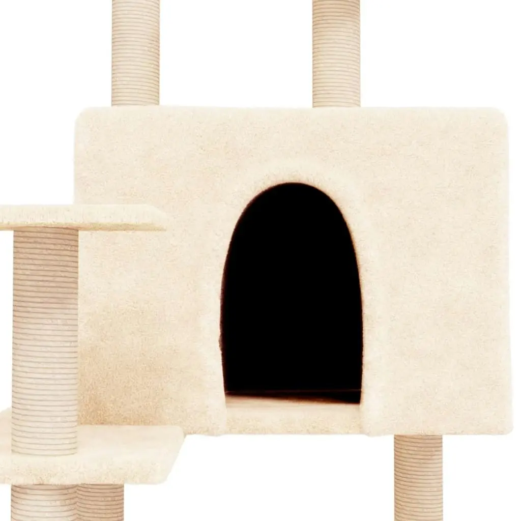 Cat Tree with Sisal Scratching Posts Cream 153 cm 171693