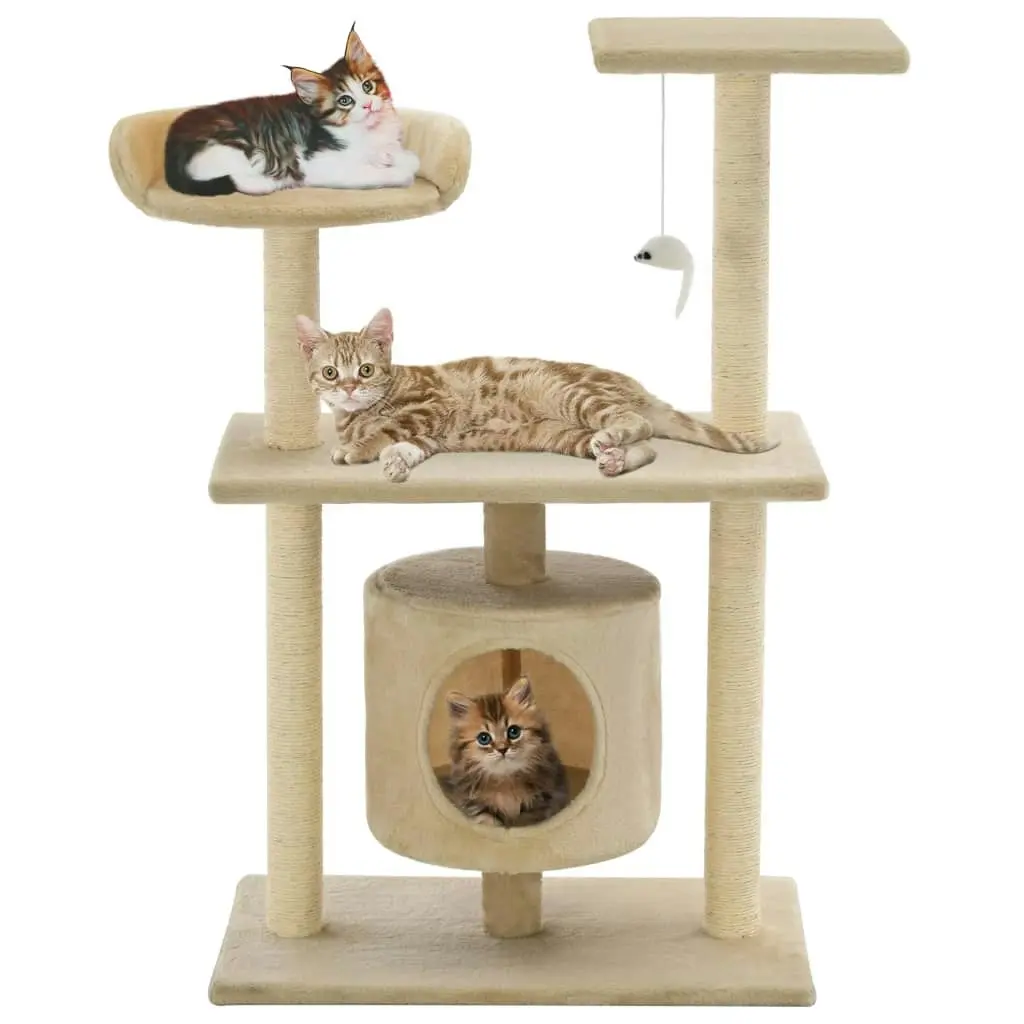 Cat Tree with Sisal Scratching Posts 95 cm Beige 170514