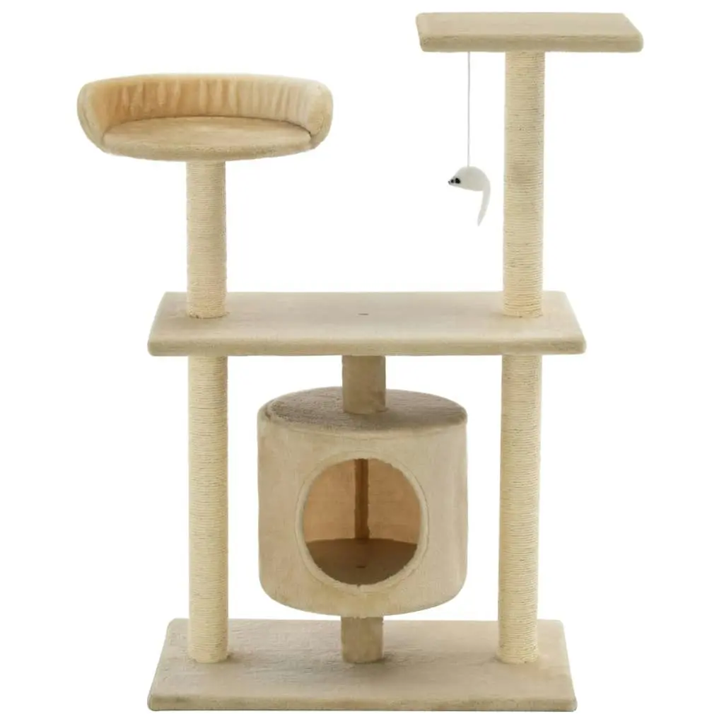 Cat Tree with Sisal Scratching Posts 95 cm Beige 170514