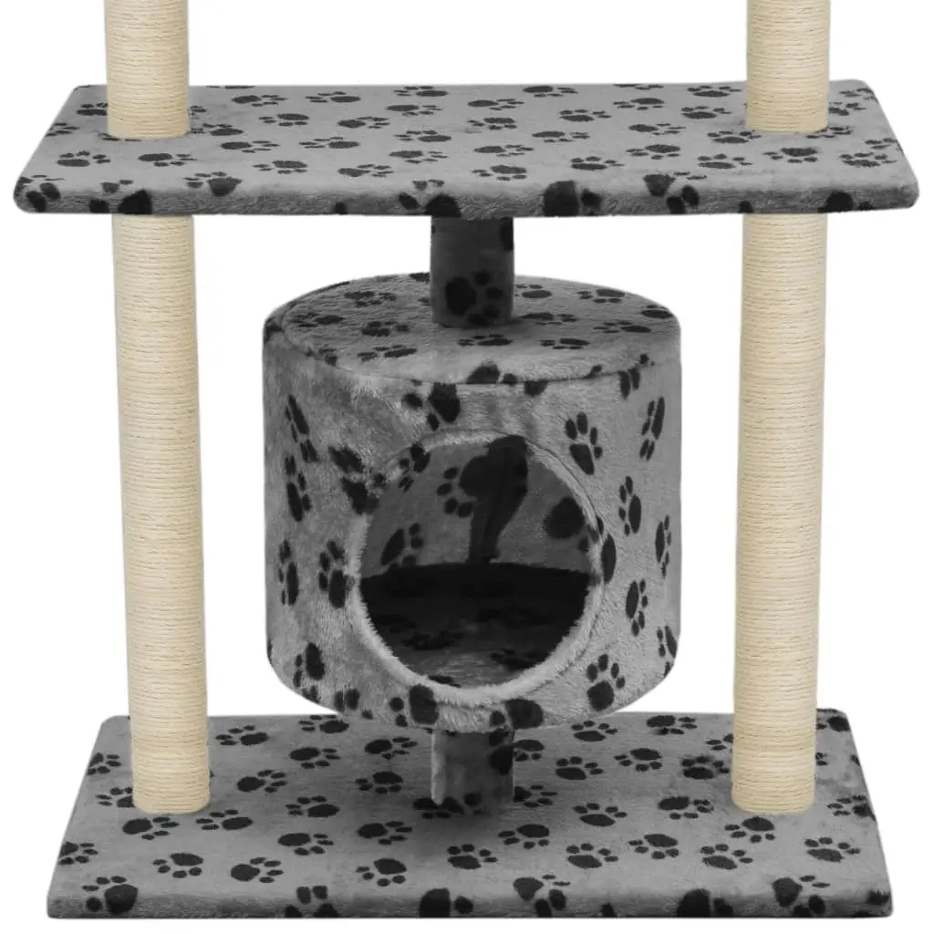 Cat Tree with Sisal Scratching Posts 95 cm Grey Paw Prints 170513