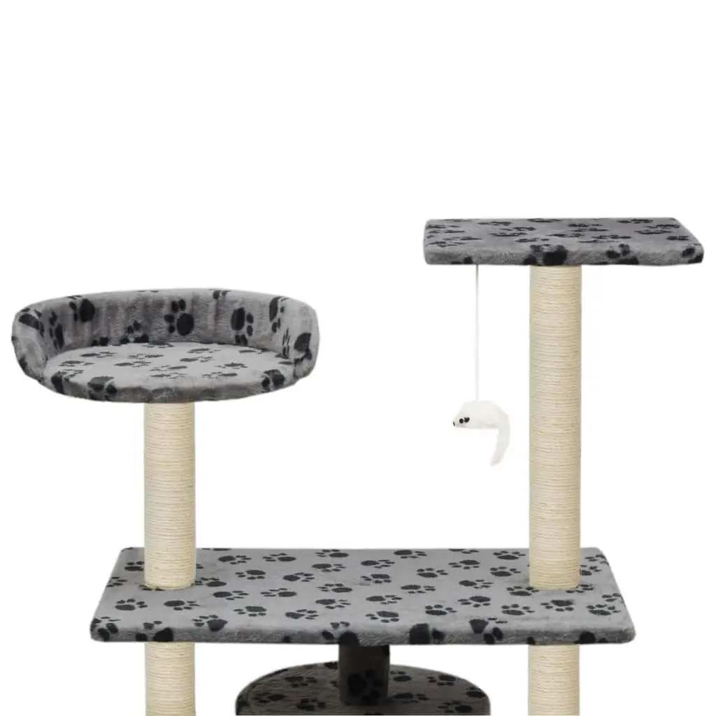 Cat Tree with Sisal Scratching Posts 95 cm Grey Paw Prints 170513