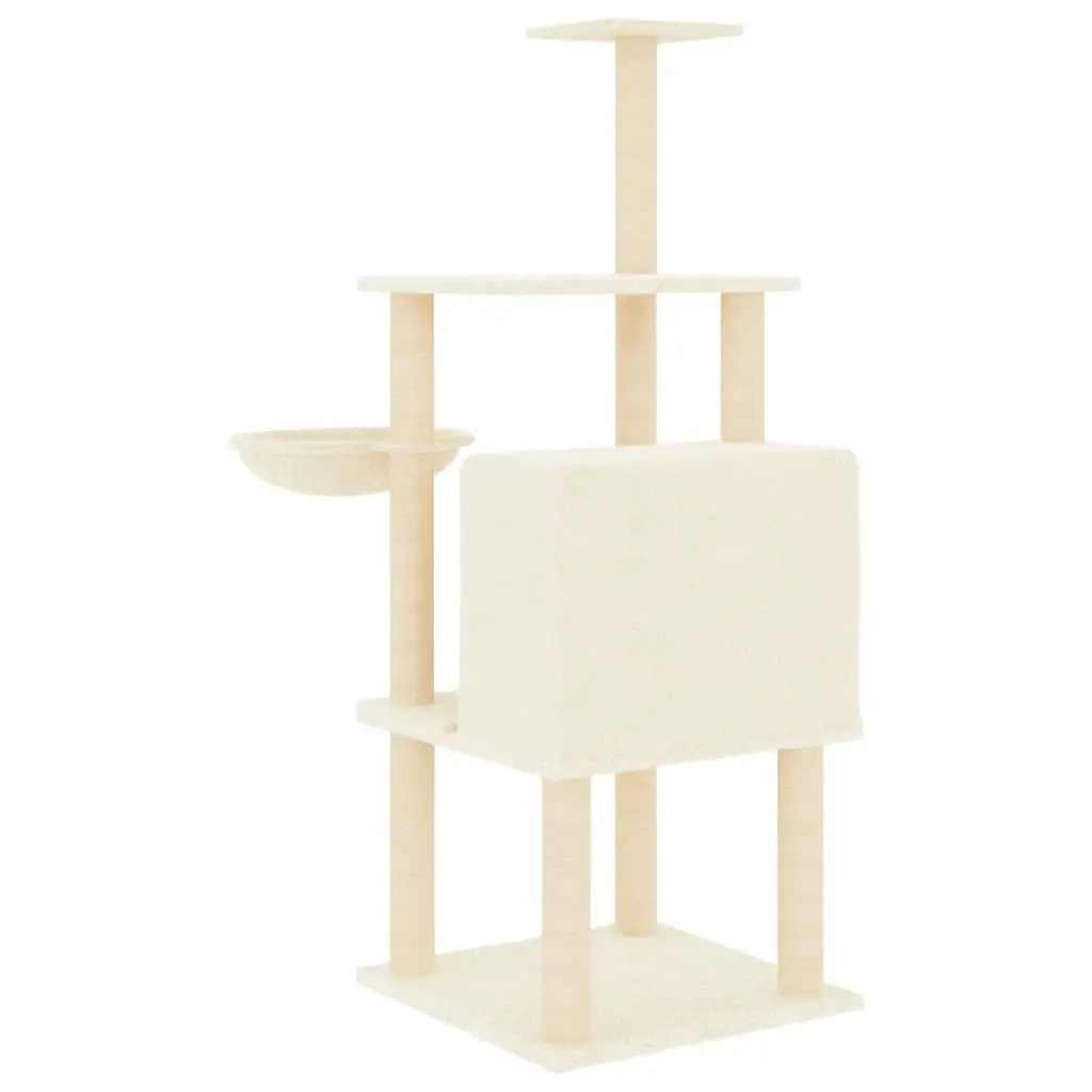 Cat Tree with Sisal Scratching Posts Cream 132 cm 171726