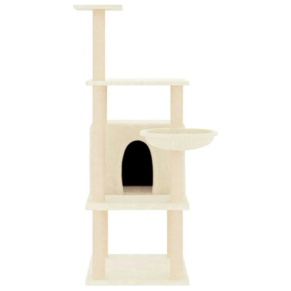 Cat Tree with Sisal Scratching Posts Cream 132 cm 171726