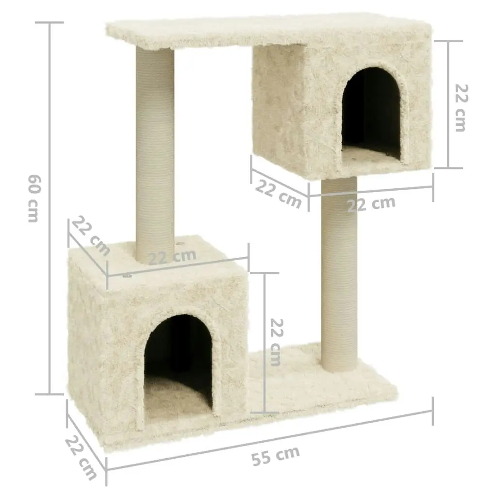 Cat Tree with Sisal Scratching Posts Cream 60 cm 171430