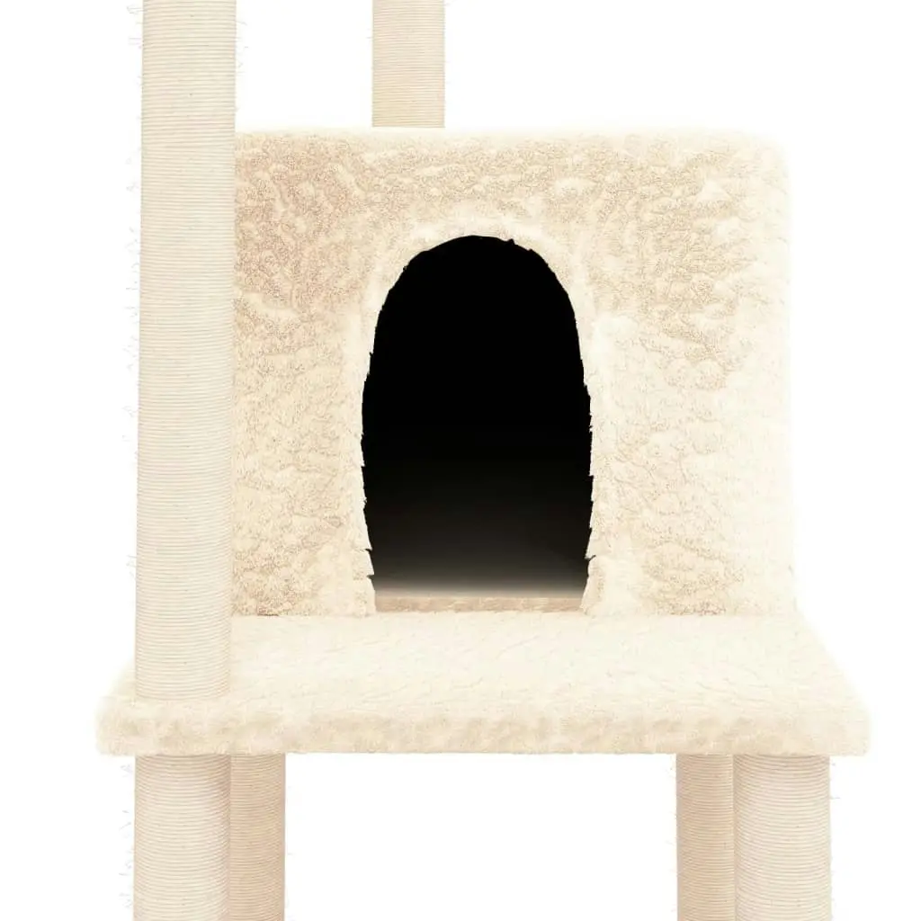 Cat Tree with Sisal Scratching Posts Cream 144.5 cm 171630