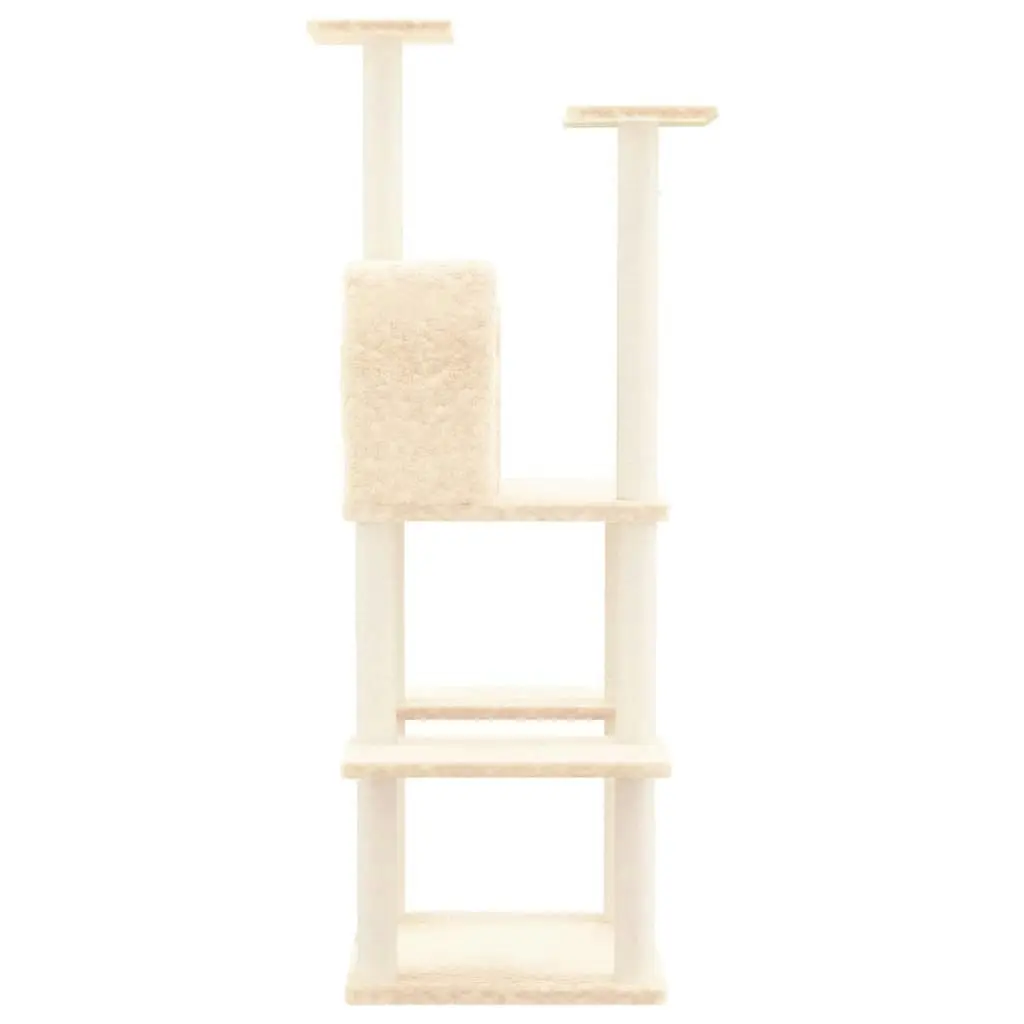 Cat Tree with Sisal Scratching Posts Cream 144.5 cm 171630